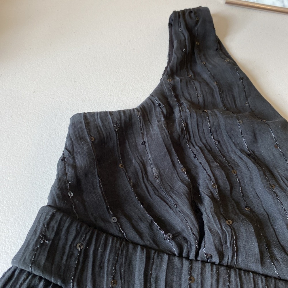 Vintage Y2K Lace/Sequins Babydoll Black Tank Whimsygoth Fairy Gauzy Studio 1940 - Picture 7 of 15